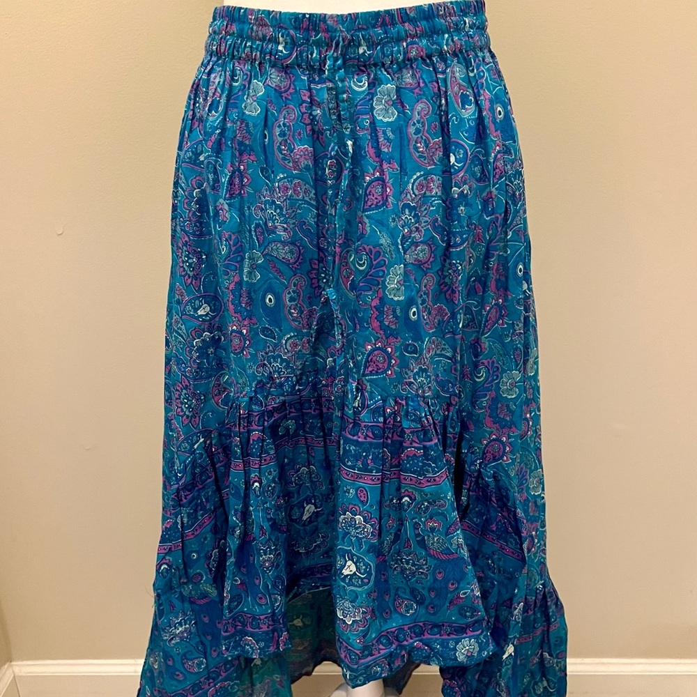Vibrant Blue Paisley Maxi Skirt